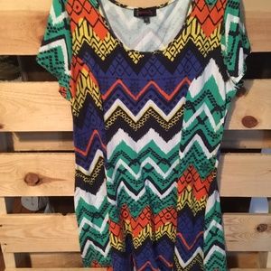 🌹Annabelle 2X multi-color zig zig fit flare dress